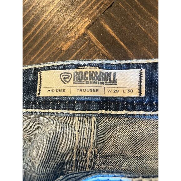 Rock & Roll Mid Rise Trouser Jean Women 29x30 Western Cowgirl Country Y2K Stitch - Picture 2 of 11